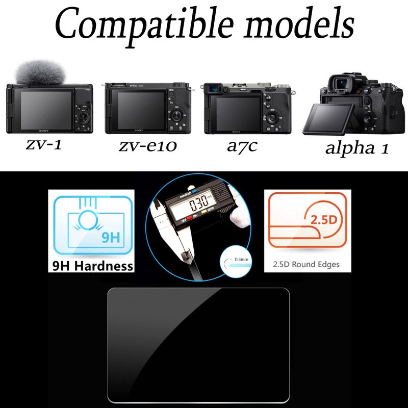 PCTC Screen Protector fit for Sony alpha 1 a7II A7III a7SII a7SIII a7RII a7RIII a7RIV RX100VII RX100VI RX100V RX100IV RX100M2 A9II,ZV-E10 RX10IV ZV-1 ZV-1M2,3 Packs Tempered Glass Screen Protector - Image 4