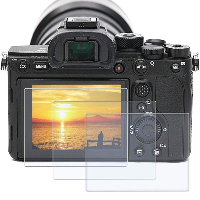 PCTC Screen Protector fit for Sony alpha 1 a7II A7III a7SII a7SIII a7RII a7RIII a7RIV RX100VII RX100VI RX100V RX100IV RX100M2 A9II,ZV-E10 RX10IV ZV-1 ZV-1M2,3 Packs Tempered Glass Screen Protector - Image 1