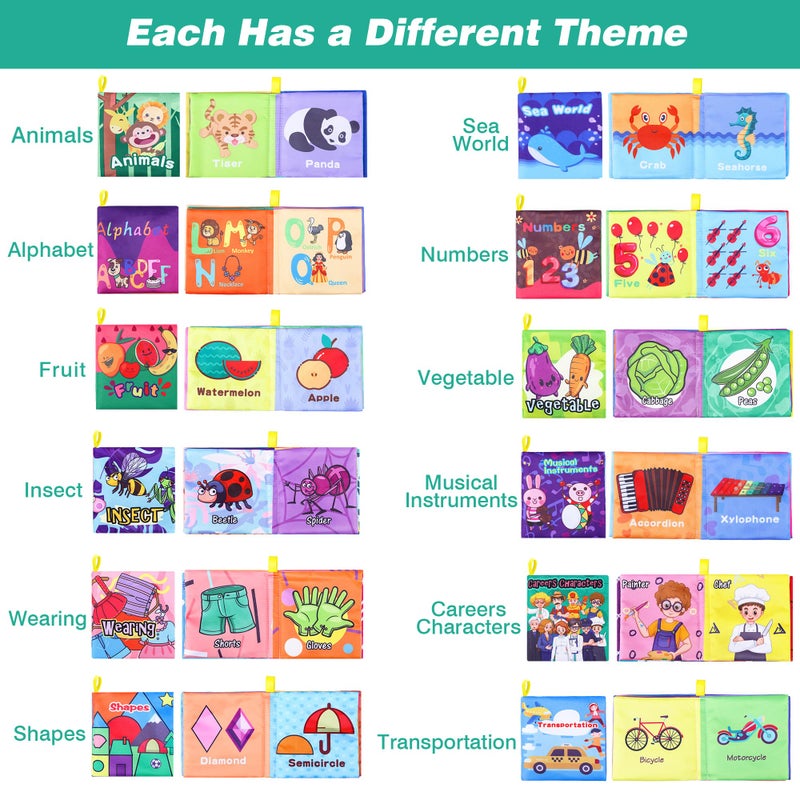 Toyk Baby Bath Books  Fabric Soft Baby Cloth Books  Early Education Toys  Waterproof Baby Books For Toddler  Newborn  Infants Perfect Shower Toys  Kids Bath Toys Baby Gift (12Pcs) - Image 3