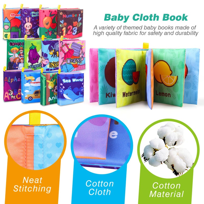 Toyk Baby Bath Books  Fabric Soft Baby Cloth Books  Early Education Toys  Waterproof Baby Books For Toddler  Newborn  Infants Perfect Shower Toys  Kids Bath Toys Baby Gift (12Pcs) - Image 2