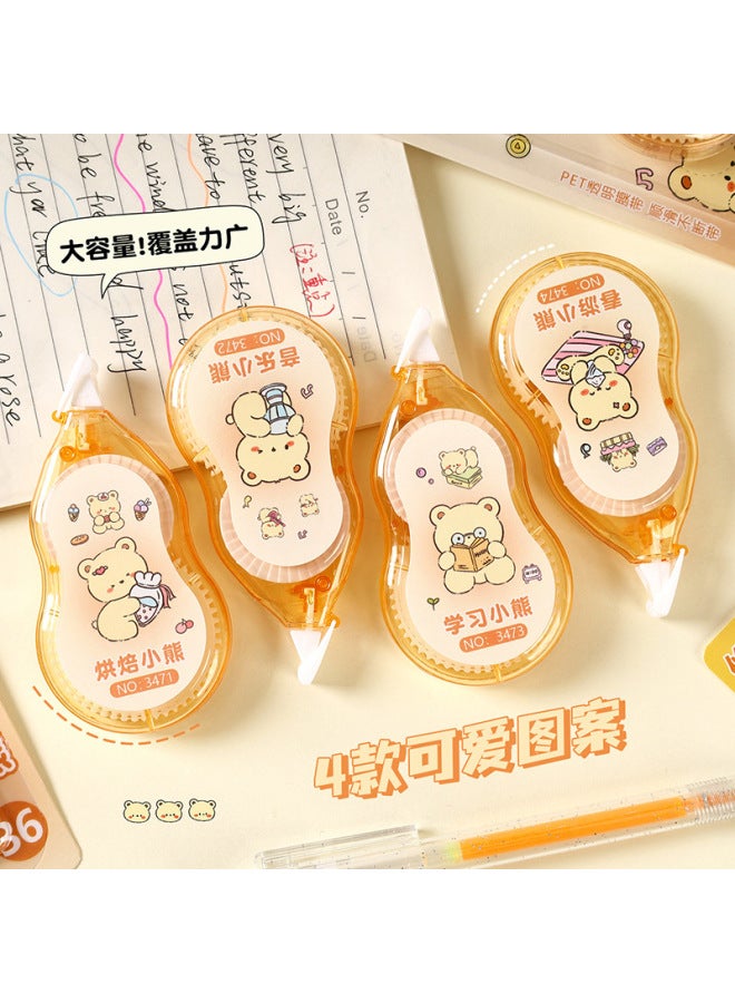 HELPS Cartoon Bear Correction Tape, Cute High-capacity 6m Transparent Film Correction Tape For Primary School Students, Stationery - Image 3