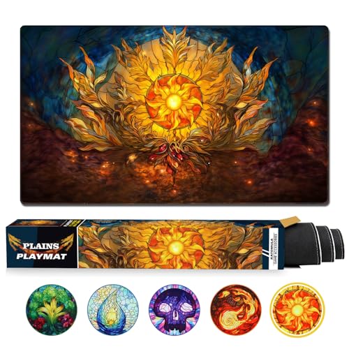 Katomula MTG Playmat TCG Card Game Playmat Stitched Edge NonSlip Rubber Bottom 24 x 14 inch Plains - Image 1