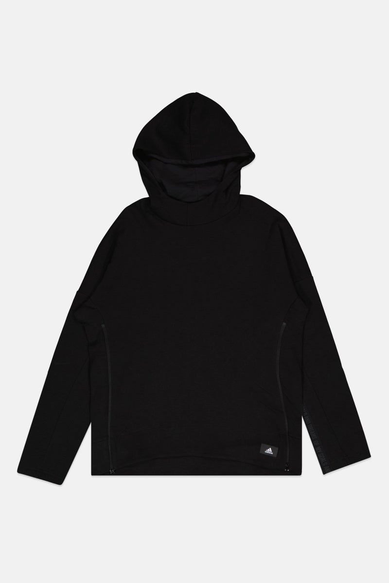 Adidas Kids Girl Loose Fit Long Sleeves Outdoor Sweatshirt, Black  - Image 1