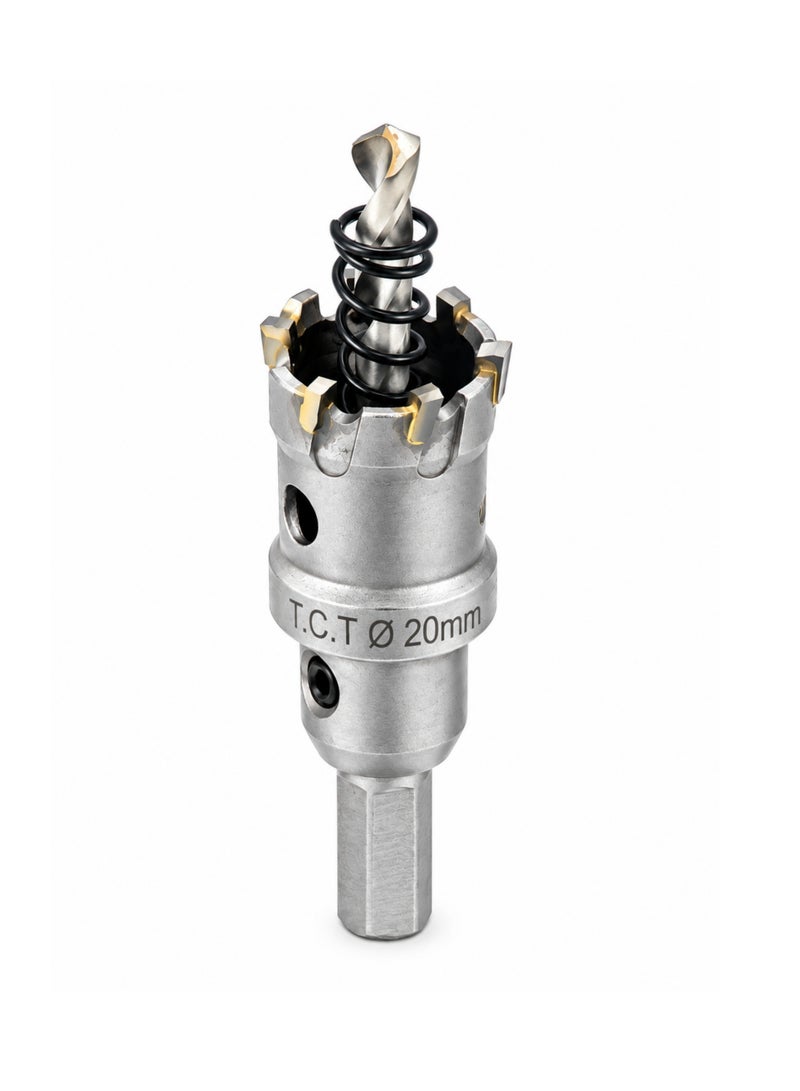 OSCO-TOOLS TCT Hole Saw 20mm, Tungsten Carbide Tipped Hole Cutter with Pilot Drill & Allen Key, Heavy Duty Hole Saw for Stainless Steel, Mild Steel, Cast Iron, Aluminum, Brass, Copper, PVC & FRP - Image 4
