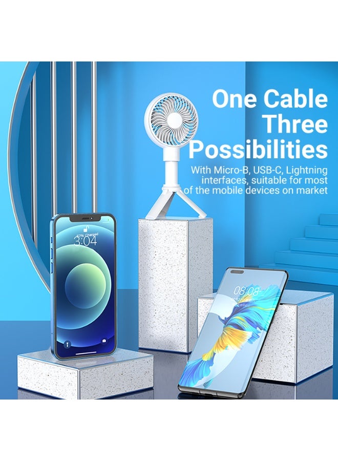 VENTION USB 2.0 A Male to 3-in-1 Micro-B&USB-C&Lightning Male Cable 0.5M Gray Aluminum Alloy Type Model # CQJHD - Image 3