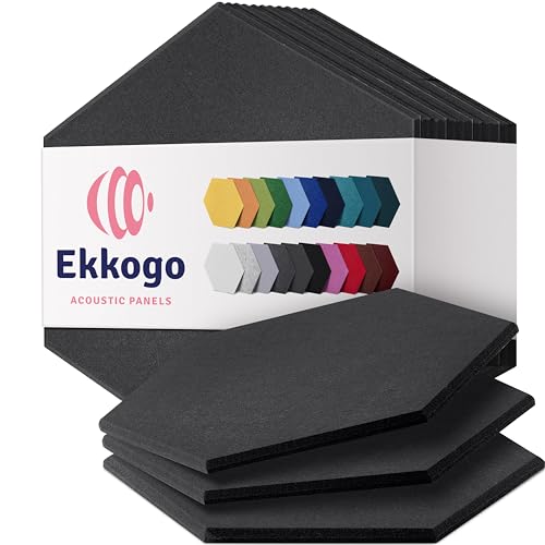 Ekkogo Acoustic Panels 12-Pack Soundproof Wall Panels 12"X10.4"X0.4" Sound Panels High Density Sound Dampening Panels - [Dark Gray Hexagon] - Image 1