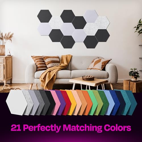 Ekkogo Acoustic Panels 12-Pack Soundproof Wall Panels 12"X10.4"X0.4" Sound Panels High Density Sound Dampening Panels - [Dark Gray Hexagon] - Image 5
