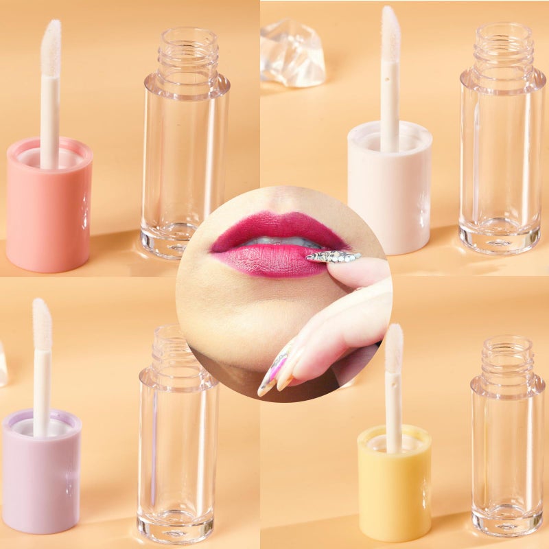 Qeuly 4Pcs Empty Lip Gloss Tubes, 6ml Clear Lip Gloss Tubes with Wand, Plastic Lip Balm Gloss Containers for DIY Makeup Lipgloss Making Kit (D25xH86mm) (colorful) - Image 4