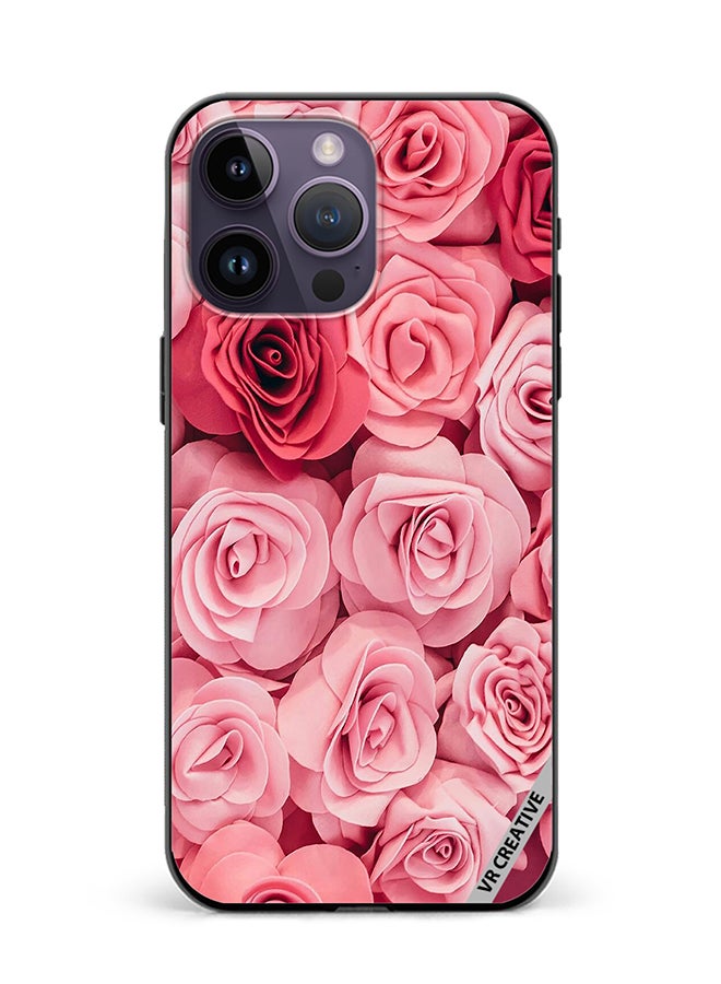 VR CREATIVE Protective Case Cover For Apple iPhone 15 Pro Pink Rose Flowers Design Multicolour - Image 1