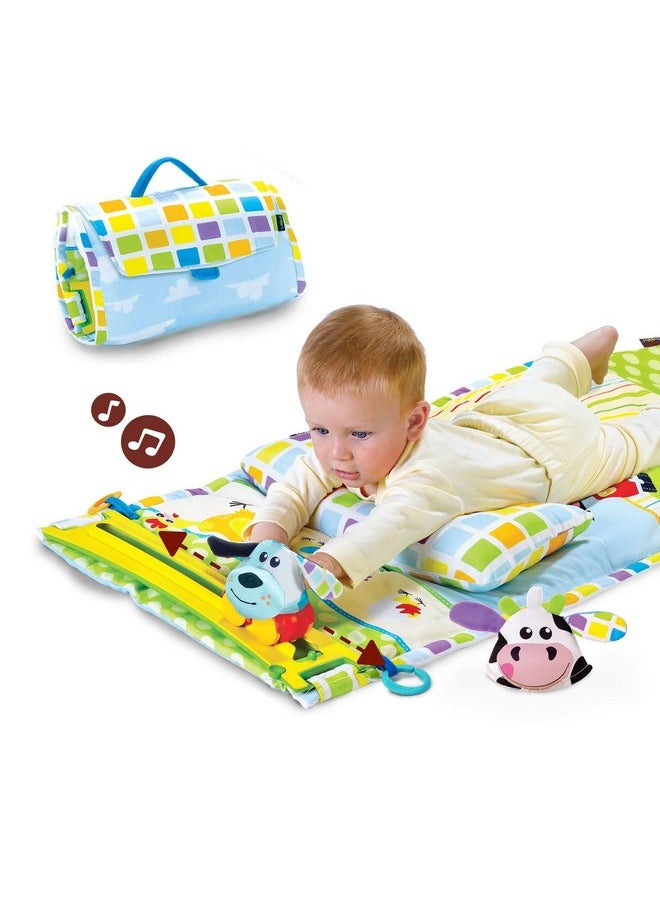 Yookidoo Yookidoo Baby Tummy Time Mat Newborn Musical Playmat & Outdoor Gym. Pillow, Teething Toys and Portable Fold-Up Case. 0-12 Months.  - Image 5