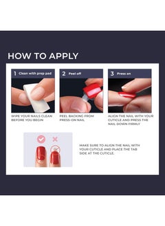 Impress KISS imPRESS Press-On Manicure, Nail Kit, PureFit Technology, Short Press-On Nails, Square, 'Flawless', Includes Prep Pad, Mini Nail File, Cuticle Stick, and 30 Fake Nails Purple and Silver  - Image 2