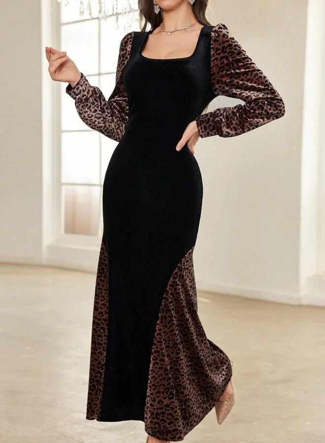 تايك تو فستان طويل بديكون مزين بطبعة حيوانية