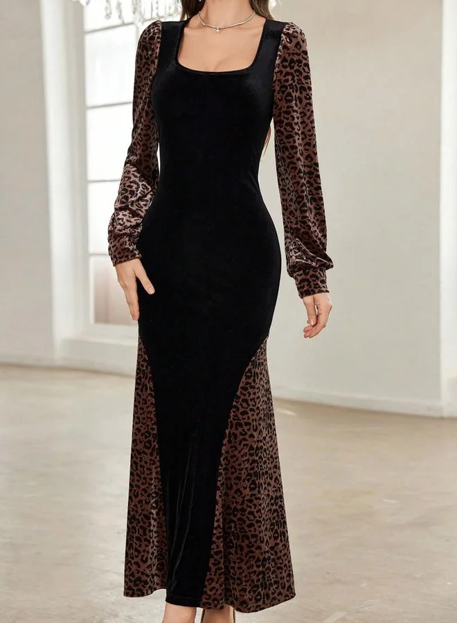 تايك تو فستان طويل بديكون مزين بطبعة حيوانية