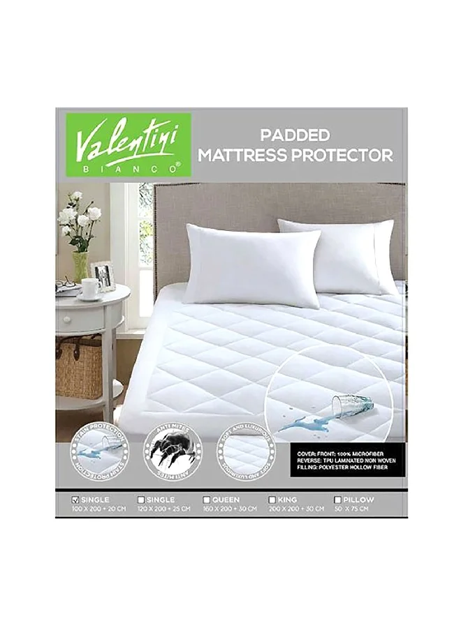 فالنتيني VL MP120X200 غطاء مرتبة كلاسيكي توين مبطن مضاد للحساسية أبيض 30 × 6 × 25 سم