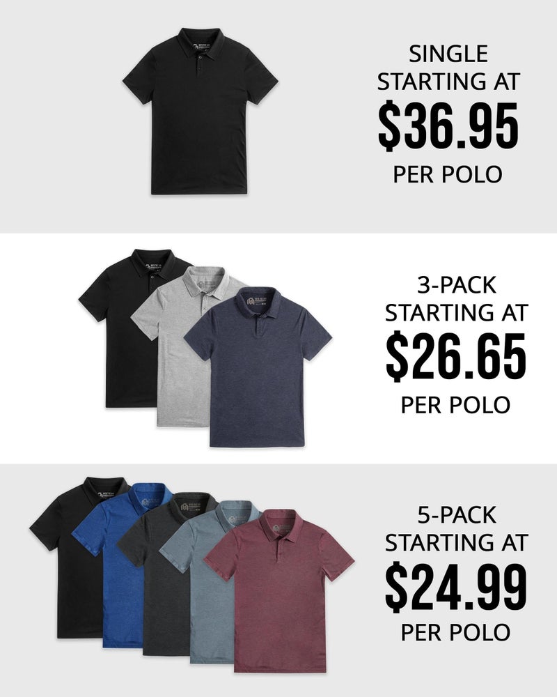 INTO THE AM Essential Polo Shirts for Men - Modern Fit Collared Shirt Men Fitted Short Sleeve Classic Golf Collar Shirts (Black, Large) - Image 5