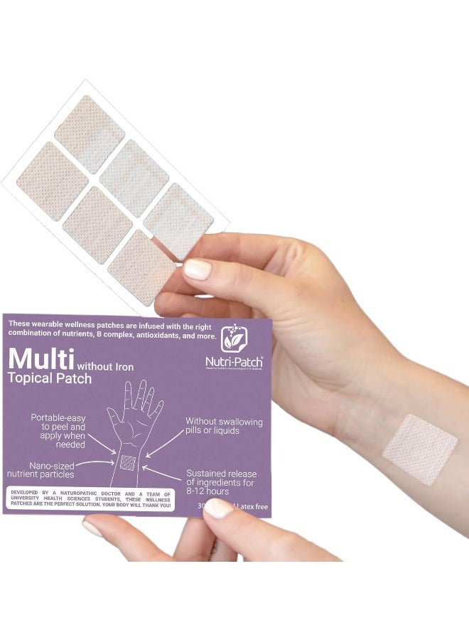 nutri-patch Multi Without Iron,Infused with D3,B Complex,Magnesium,Zinc.Topical Patch Designed to Give You a Boost (30/Pack). - Image 1