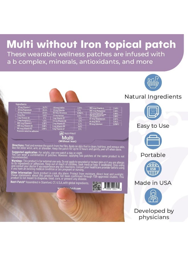 nutri-patch Multi Without Iron,Infused with D3,B Complex,Magnesium,Zinc.Topical Patch Designed to Give You a Boost (30/Pack). - Image 2