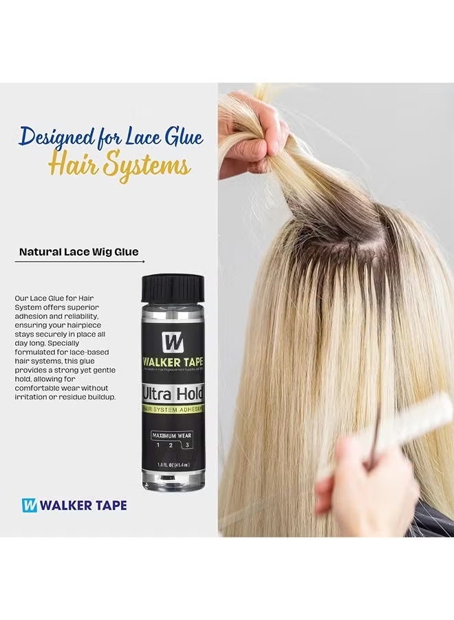 Walker Tape Ultra Hold Hair System Adhesive 1.4oz With Brush Applicator, Waterproof Hair Glue For Wigs, Lace Glue Hair Bonding Glue For Hair Extensions, Long Lasting Hold Up Adhesive Wig Essentials - Image 3