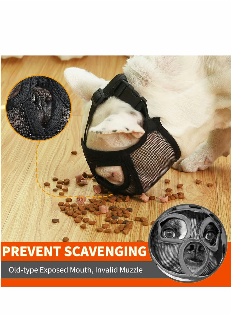 SYOSI - Short Snout Dog Muzzle Adjustable Breathable Mesh Flat Faced Bulldog with Tongue Out Design for Barking Biting Chewing Training Licking and Grooming - Image 1