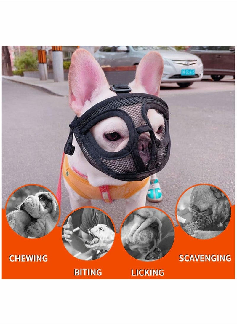 SYOSI - Short Snout Dog Muzzle Adjustable Breathable Mesh Flat Faced Bulldog with Tongue Out Design for Barking Biting Chewing Training Licking and Grooming - Image 1