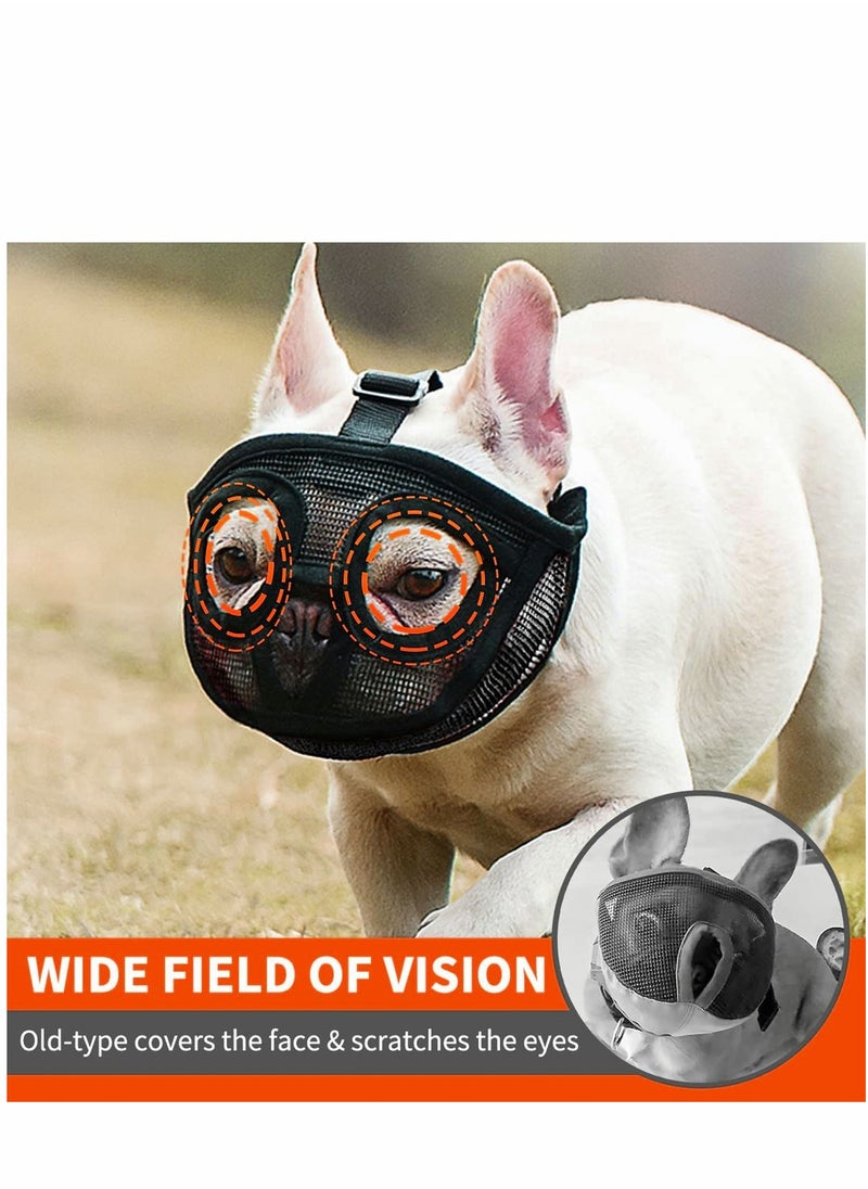 SYOSI - Short Snout Dog Muzzle Adjustable Breathable Mesh Flat Faced Bulldog with Tongue Out Design for Barking Biting Chewing Training Licking and Grooming - Image 1