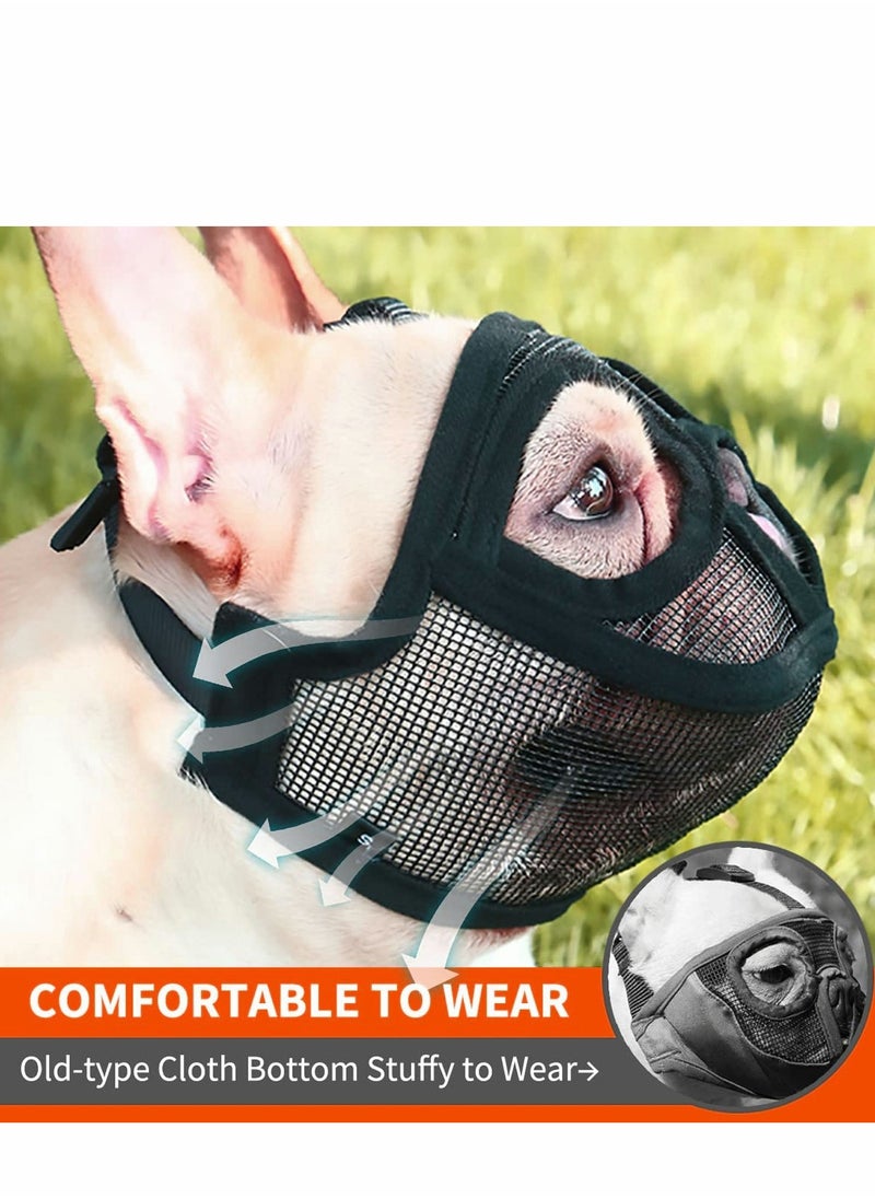 SYOSI - Short Snout Dog Muzzle Adjustable Breathable Mesh Flat Faced Bulldog with Tongue Out Design for Barking Biting Chewing Training Licking and Grooming - Image 1