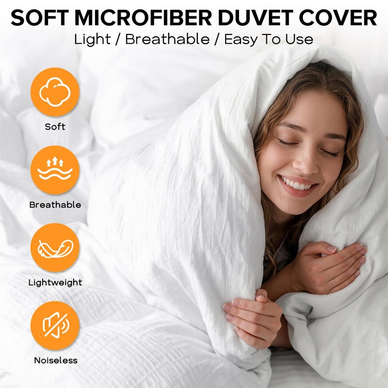 Cozyide White Duvet Cover Queen Size, Soft 3-Piece Seersucker Queen Duvet Cover Set, All Seasons Bedding Set with Zipper Closure and Corner Ties(90"x90", 2 Pillow Cases 20"x26") - Image 4
