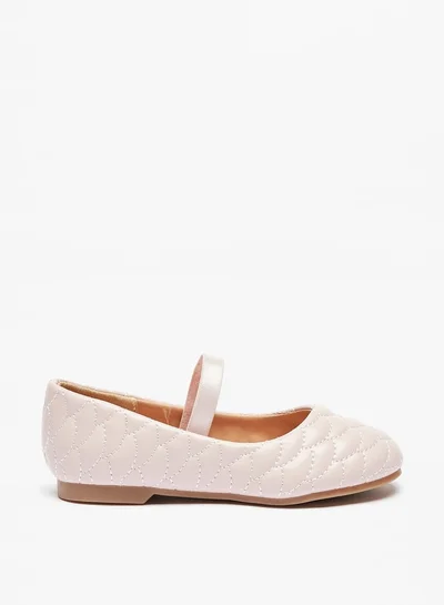 جونيورز Girls Quilted Slip-On Round Toe Ballerina Shoes With Elasticated Strap