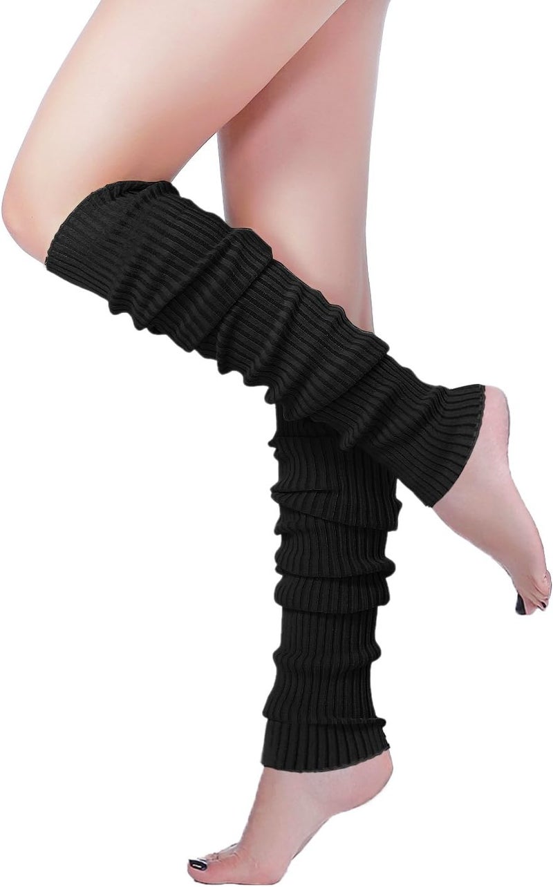 v28 Women Warm Leg Warmers 80s Retro Party Costume Knit Ballet Neon Long Socks - Image 1