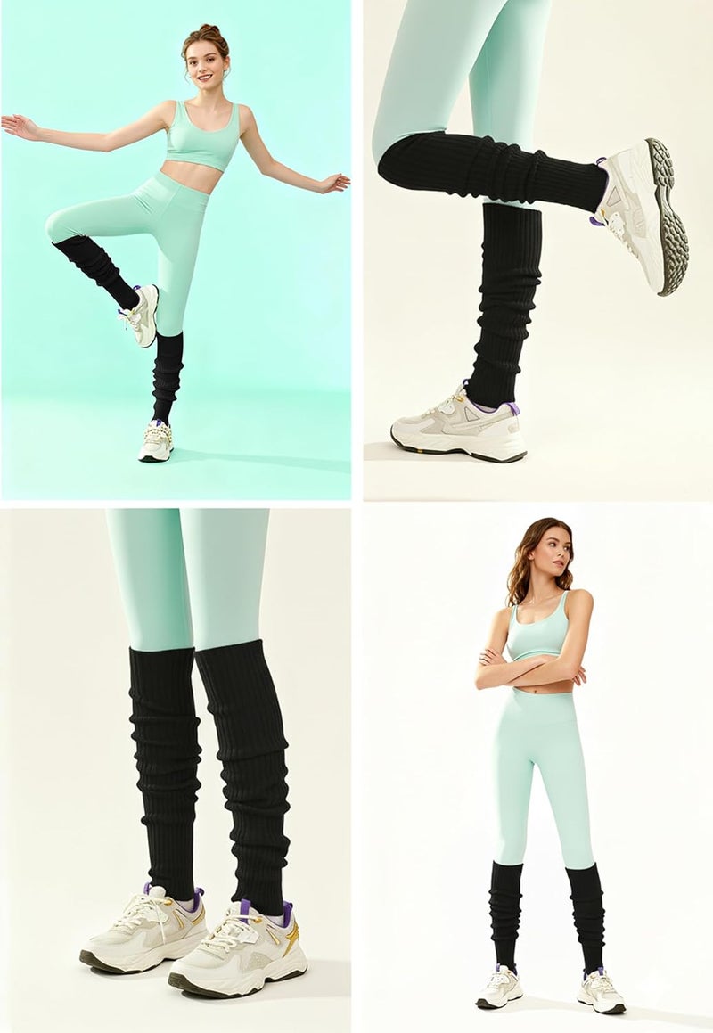 v28 Women Warm Leg Warmers 80s Retro Party Costume Knit Ballet Neon Long Socks - Image 3
