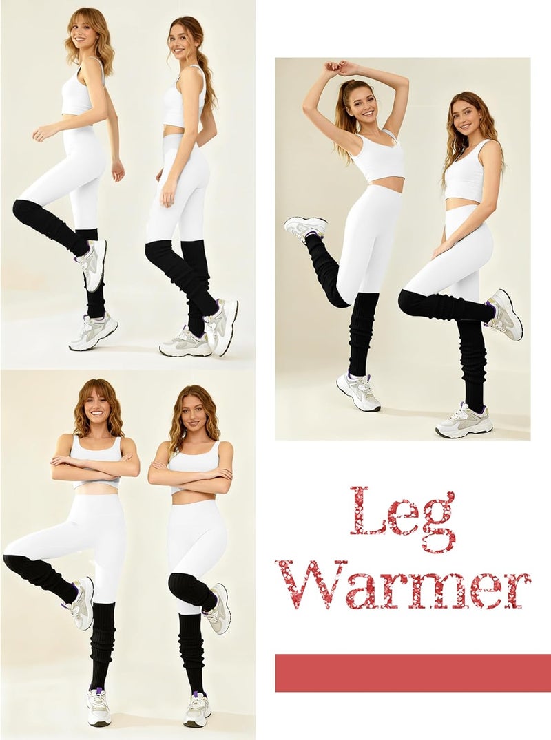 v28 Women Warm Leg Warmers 80s Retro Party Costume Knit Ballet Neon Long Socks - Image 4