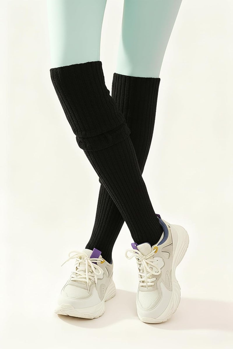v28 Women Warm Leg Warmers 80s Retro Party Costume Knit Ballet Neon Long Socks - Image 2