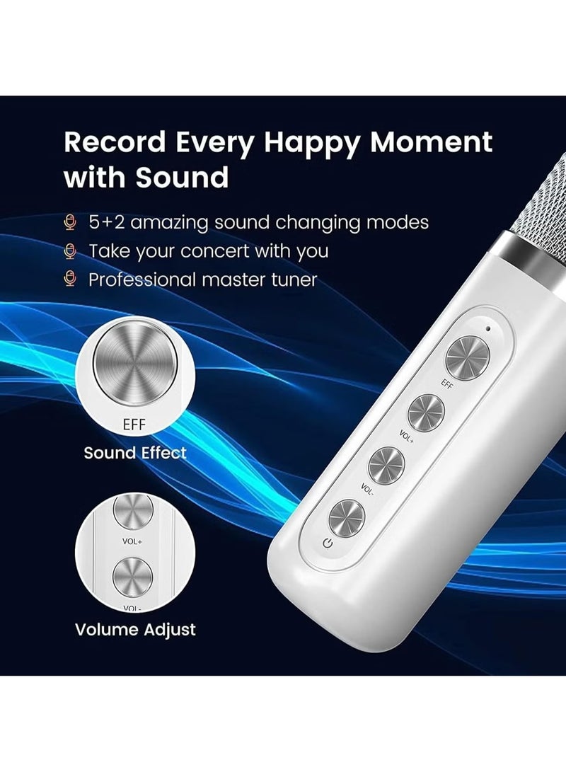 TIGER Karaoke Machine for Gift (White) | Portable Bluetooth Karaoke Speaker with 2 Wireless Microphones | Echo & Vocal Cut Features | Perfect for Parties, Family Karaoke, and Celebrations - Image 4