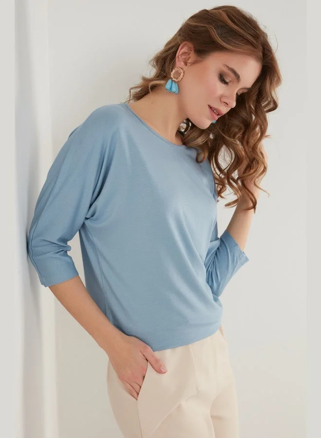 Lela Lela Crew Neck Truvakar Sleeve Blouse Women's Blouse 5861416Y