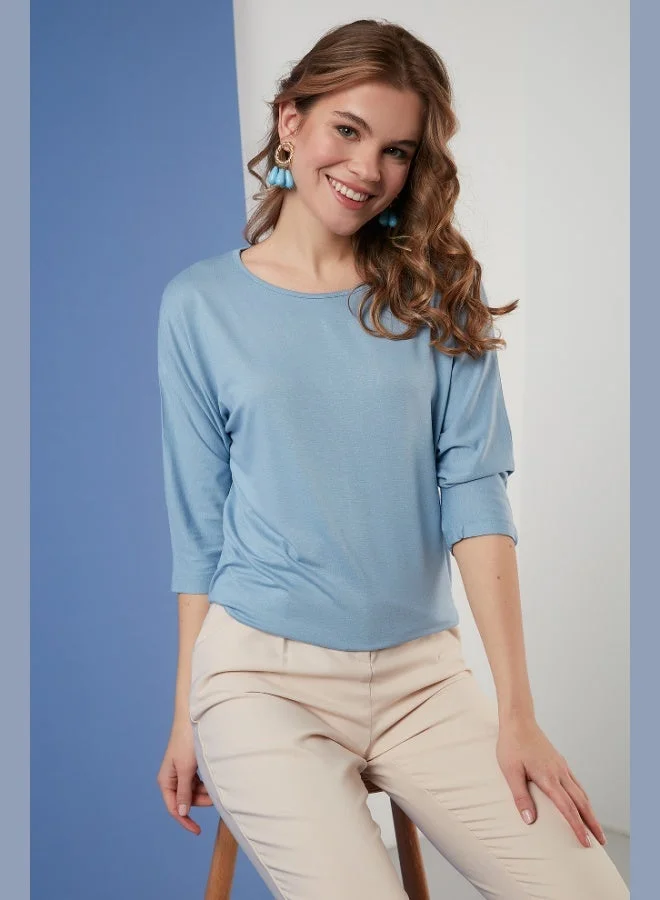 Lela Lela Crew Neck Truvakar Sleeve Blouse Women's Blouse 5861416Y