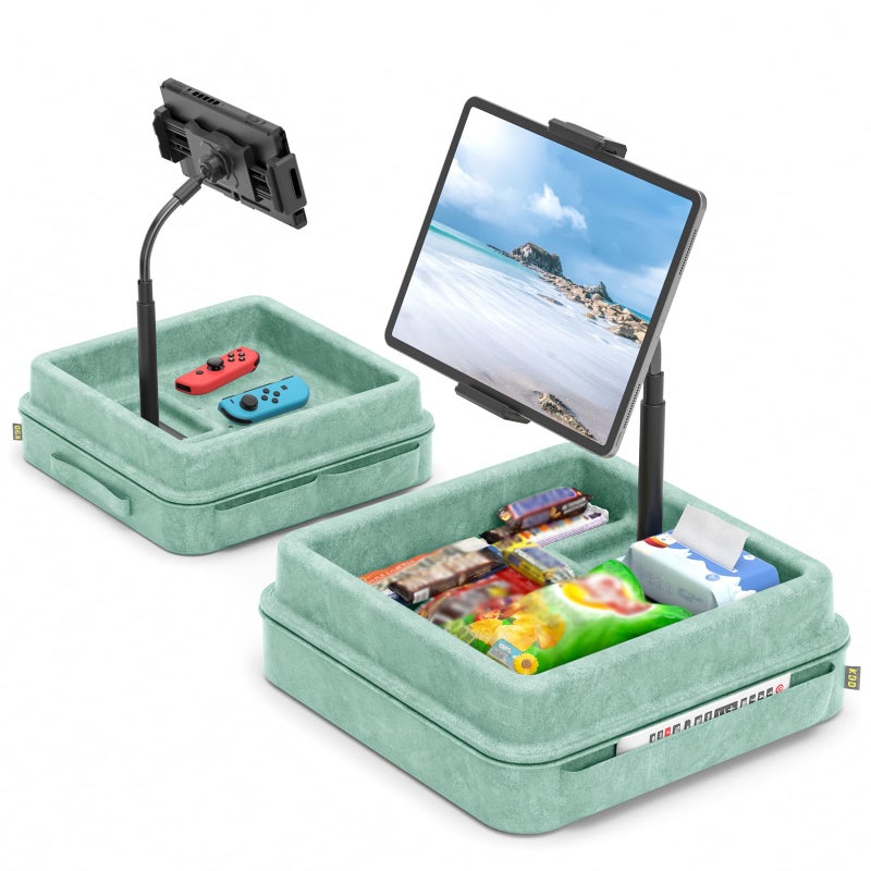 KDD Tablet Pillow Holder - 360Â°Adjustable iPad Pillow Stand for Lap, Bed and Desk - Gooseneck Tablet Soft Pad Dock with Storage Tray and Pocket Compatible with iPad Pro 12.9, Air Mini, Phone,(Green) - Image 1