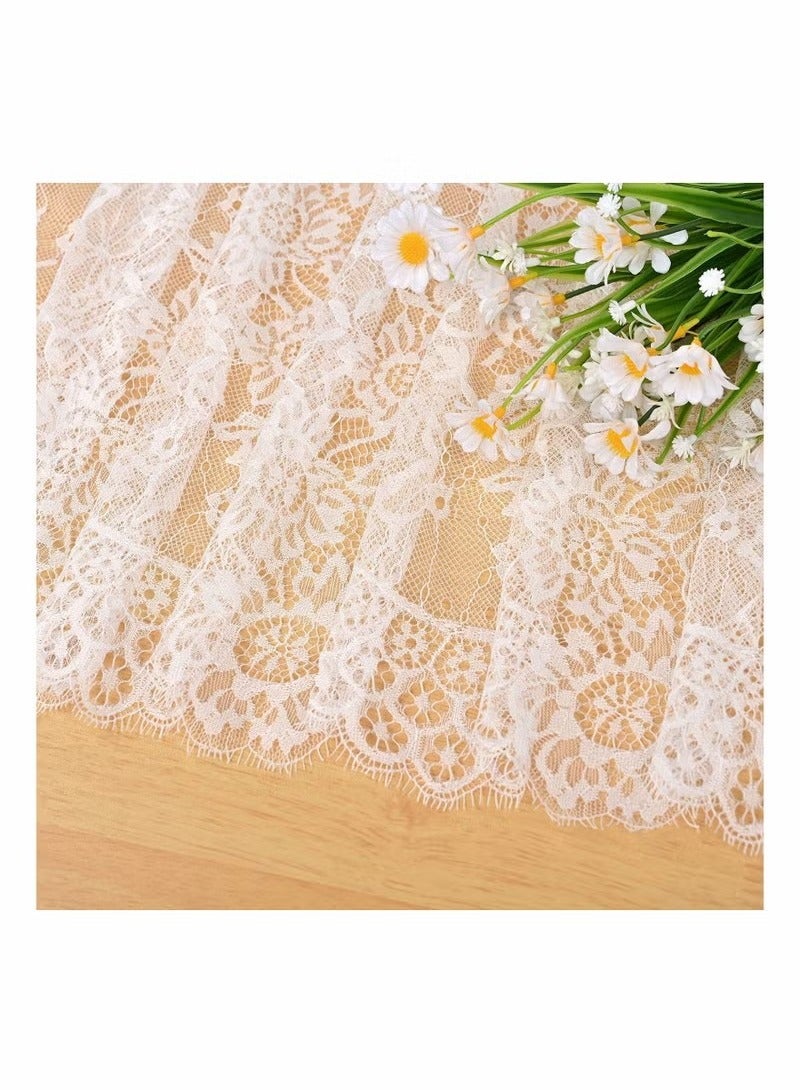 1 Pack Lace Table Runner White Vintage Lace Fabric Table Runner for Wedding Reception Table Overlay Floral Lace Rose Embroidered Table Runner Classy for Rustic Boho Bridal Decor (36*300 cm) - Image 3