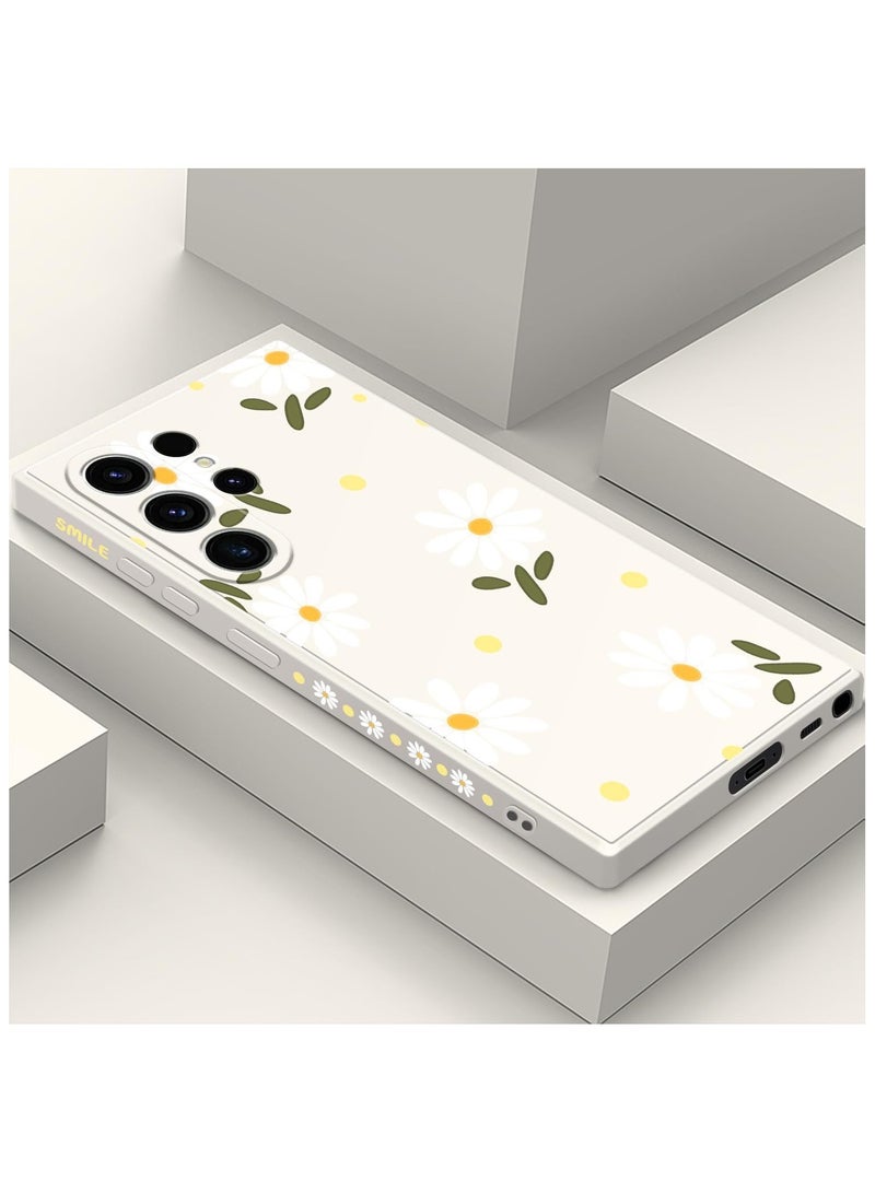 for Samsung Galaxy S23 Ultra Case, for Galaxy S23 Ultra Case Flowers Butterfly Anti Slip Shockproof Flexibility Soft Silicone Protector Phone for Samsung Galaxy S23 Ultra Case-Daisy White - Image 1