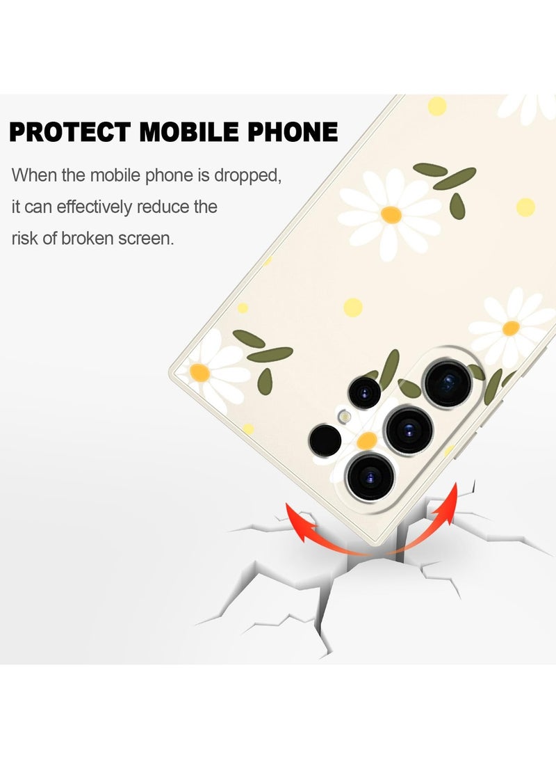 for Samsung Galaxy S23 Ultra Case, for Galaxy S23 Ultra Case Flowers Butterfly Anti Slip Shockproof Flexibility Soft Silicone Protector Phone for Samsung Galaxy S23 Ultra Case-Daisy White - Image 5