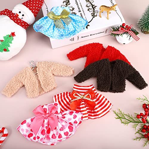 Threan 6 Pieces Christmas Doll Clothes Include 3 Pcs Skirt and 3 Pcs Coat Clothing for Christmas Doll Accessory Xmas Holiday Decorations - Image 5