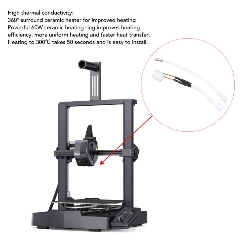 60W Ceramic Heating Ring Fast Heating 300C in 50 Seconds for PLA ABS PETG TPU with Thermistor Kit - Image 3