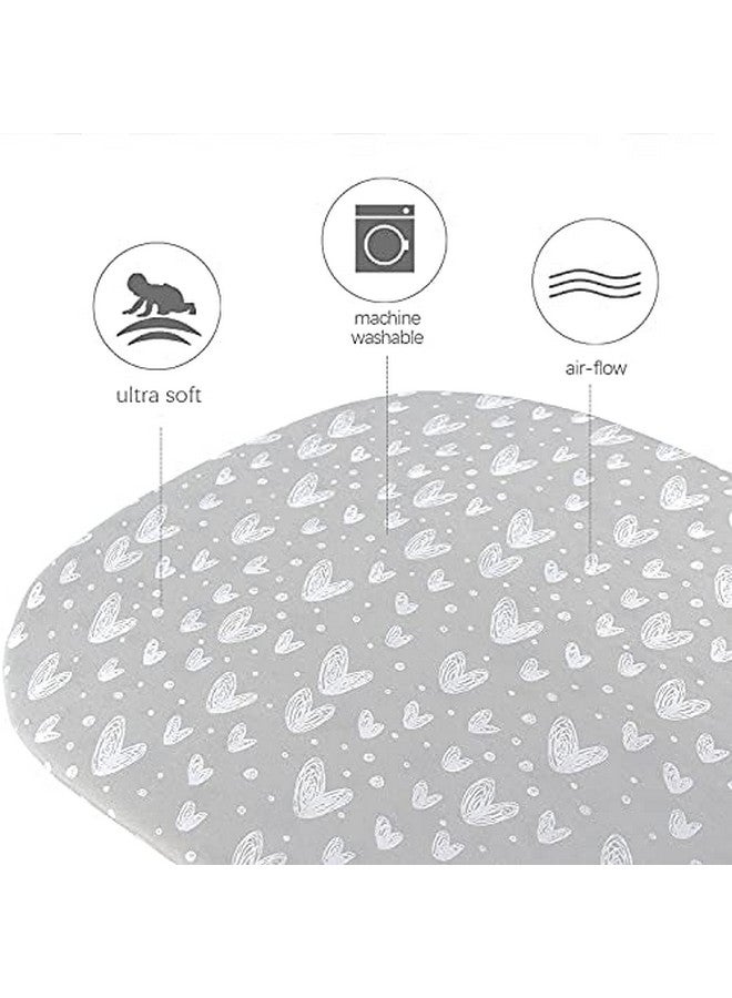 Biloban Square Playardplaypen Fitted Sheets Perfect For 36 X 36 Portable Playard 2 Pack 100% Jersey Knit Cotton Fitted Sheets Grey Stripes And Hearts Print For Baby Boy And Baby Girl - Image 4