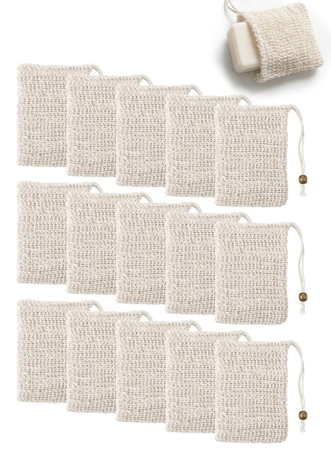 Geyynow 15 Pcs Natural Sisal Soap Saver Bag, Reusable Bar Soap Scrubber Exfoliating Pouch for Shower Washing Body - Image 1