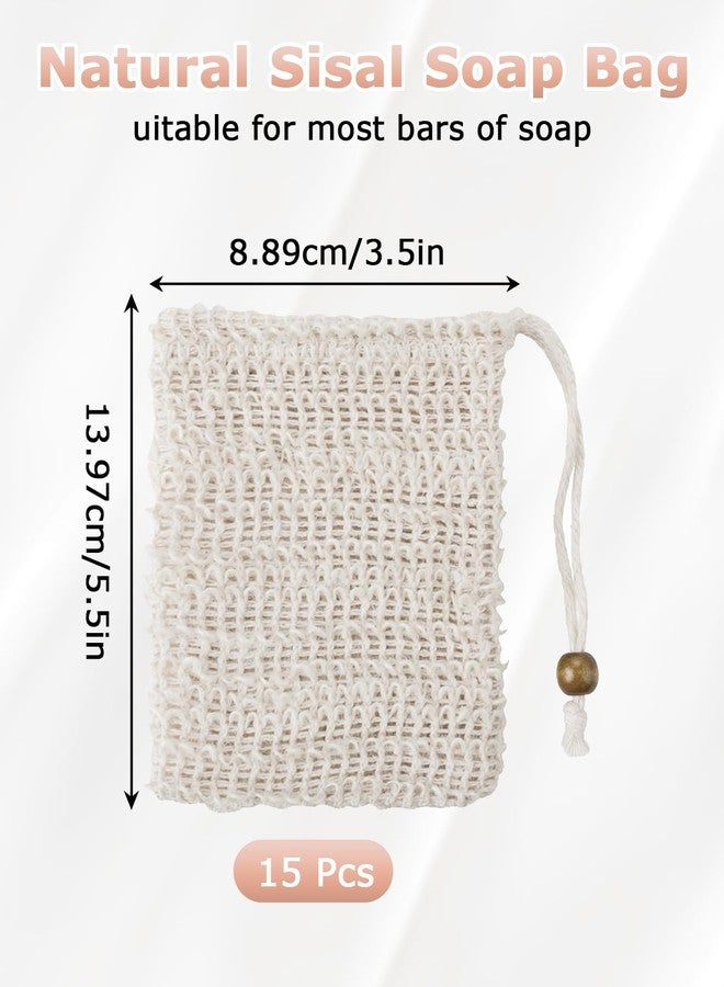 Geyynow 15 Pcs Natural Sisal Soap Saver Bag, Reusable Bar Soap Scrubber Exfoliating Pouch for Shower Washing Body - Image 2