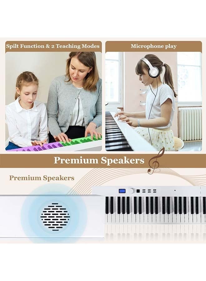 Generic 88-Key Foldable Digital Piano Keyboard, Full Size Semi-Weighted Keyboard, Portable Electric Piano w/MIDI, Split Function, Sustain Pedal & Carrying Bag for Beginner (White)  - Image 4