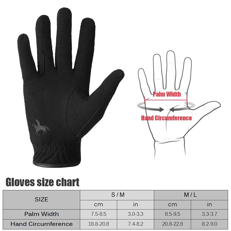 DEXO Equestrian Riding Gloves for Men and Women, Comfortable Full-Finger Horse-Riding Gloves with Non-Slip Palm Grip, Flexible and Lightweight Training Gloves for Stable Work and Outdoor Activities – Black, Size M - Image 4