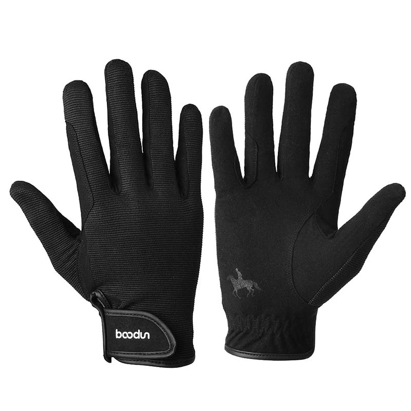 DEXO Equestrian Riding Gloves for Men and Women, Comfortable Full-Finger Horse-Riding Gloves with Non-Slip Palm Grip, Flexible and Lightweight Training Gloves for Stable Work and Outdoor Activities – Black, Size M - Image 1