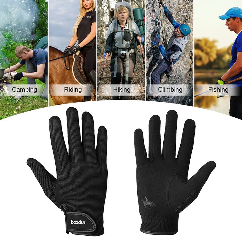 DEXO Equestrian Riding Gloves for Men and Women, Comfortable Full-Finger Horse-Riding Gloves with Non-Slip Palm Grip, Flexible and Lightweight Training Gloves for Stable Work and Outdoor Activities – Black, Size M - Image 3
