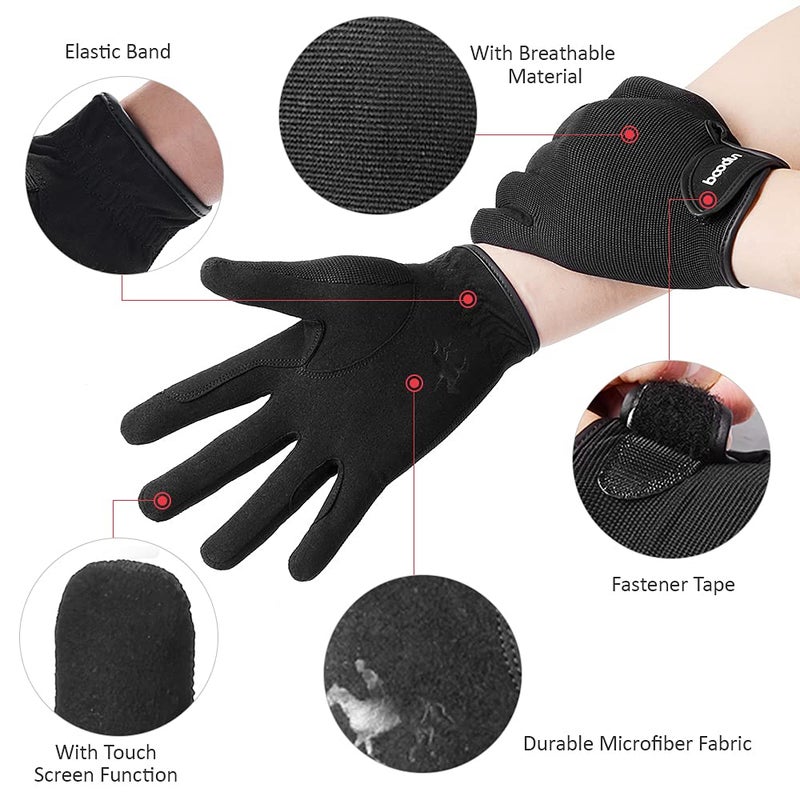 DEXO Equestrian Riding Gloves for Men and Women, Comfortable Full-Finger Horse-Riding Gloves with Non-Slip Palm Grip, Flexible and Lightweight Training Gloves for Stable Work and Outdoor Activities – Black, Size M - Image 2