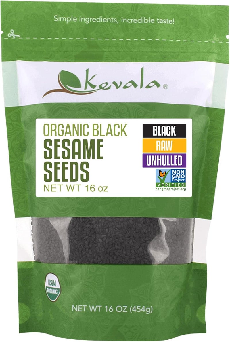 Kevala Organic Raw Black Sesame Seeds 16 Oz - Image 1
